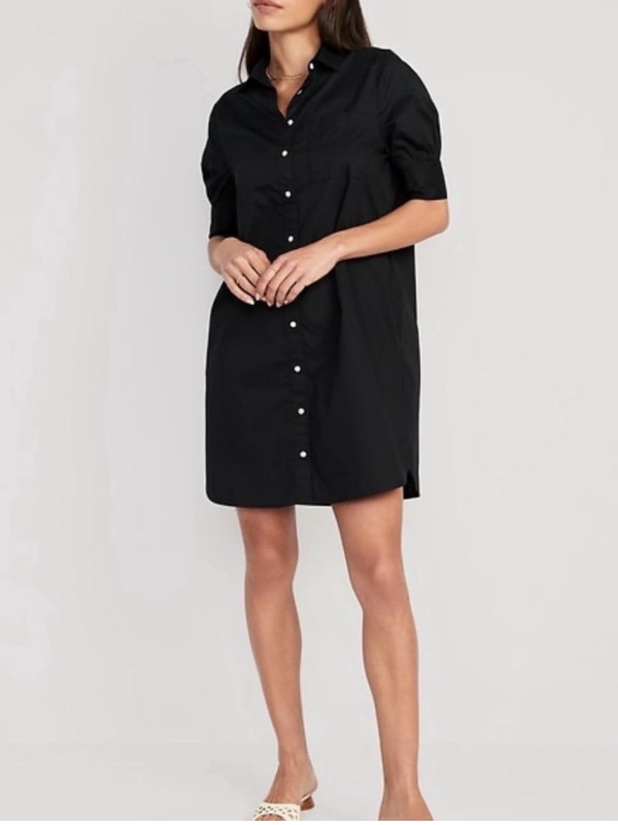 New! Old Navy Short Sleeve Shirt Dress Size Large Blackjack W/Pockets